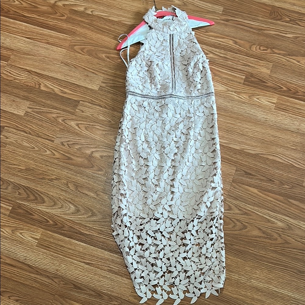 Bardot Cream Sheath Midi Dress Halter
